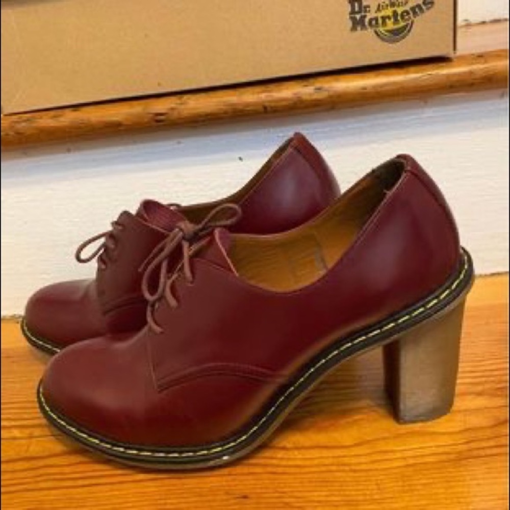New Dr. Martens Jinelle Shiraz Heels, US 10, UK 8. Cherry Red Lace Up